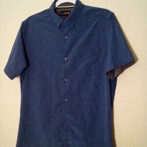 Subculture Shirt Men M Button Up Short Sleeve Pocket Blue